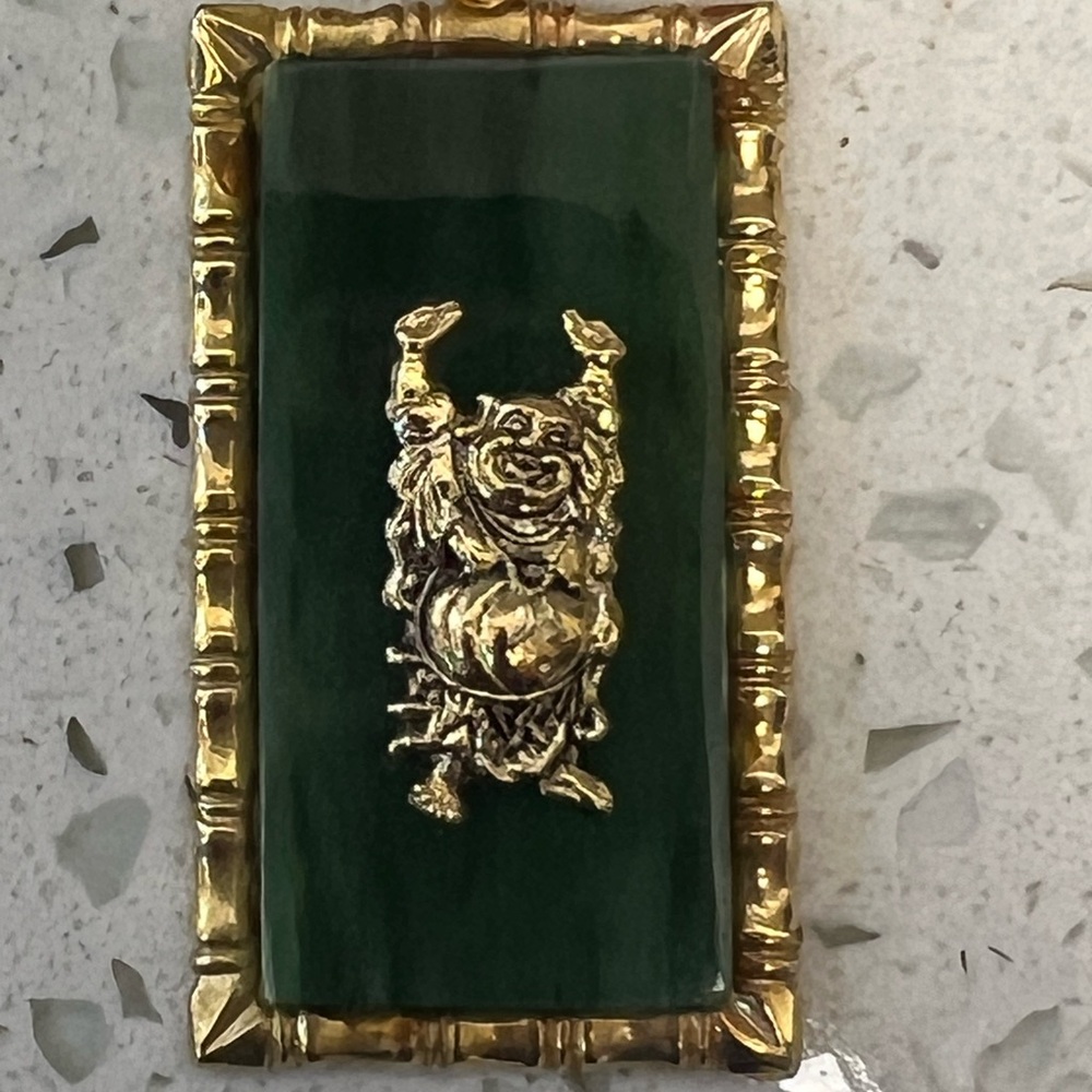 Vintage Gold & Green Buddha Necklace